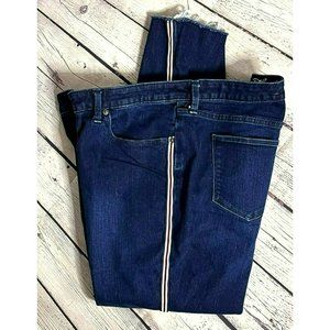 Universal Threads Dark Blue Cropped Jeans Red & White Stripe 16 NEW